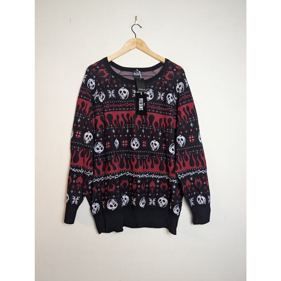 NWT Torrid Disney Villains Poison Apple Fair Isle Sweater - Picture 2 of 8